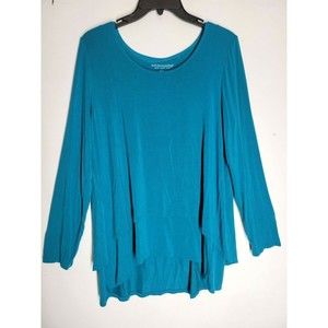 Soft Surroundings Turquoise Scoop Neck Layers Tunic Long Sleeve Size Medium